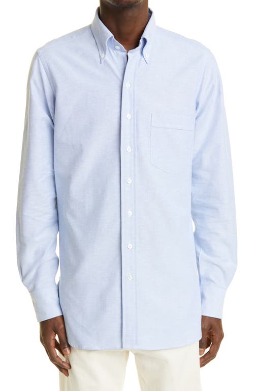 Shop Drake's Oxford Cotton Button-down Shirt In 200 Ice Blue