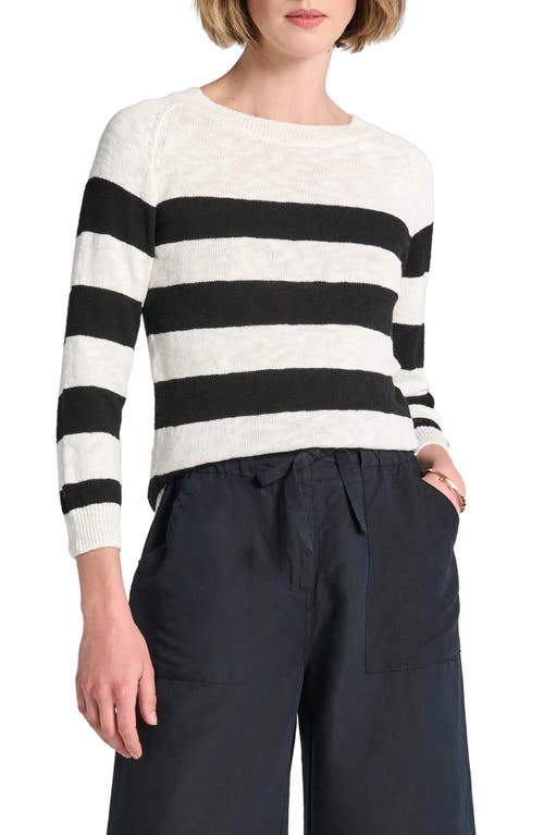 Mariner Stripe Cotton Sweater in White