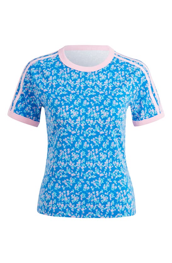 Shop Adidas Originals Adidas X Kseniaschnaider Floral Cali Cotton Graphic T-shirt In Blue Multicolor