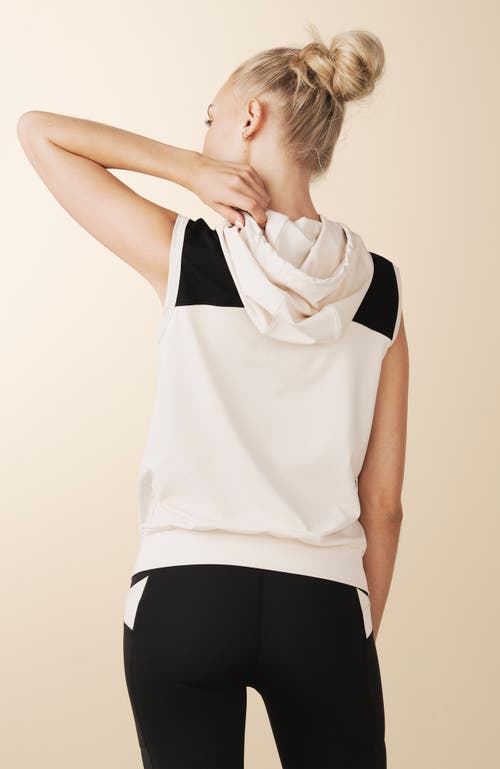 Shop Losano Sleeveless Warm Up Hoodie In Black/dune