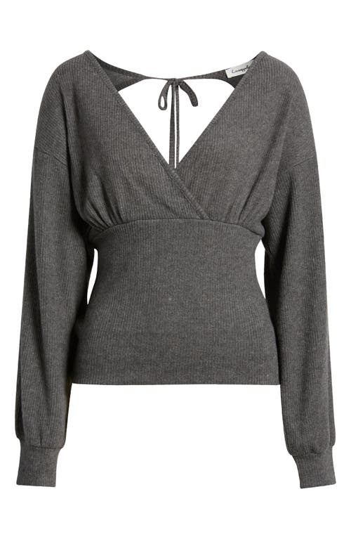 Shop Loveappella Empire Tie Back Rib Top In Charcoal