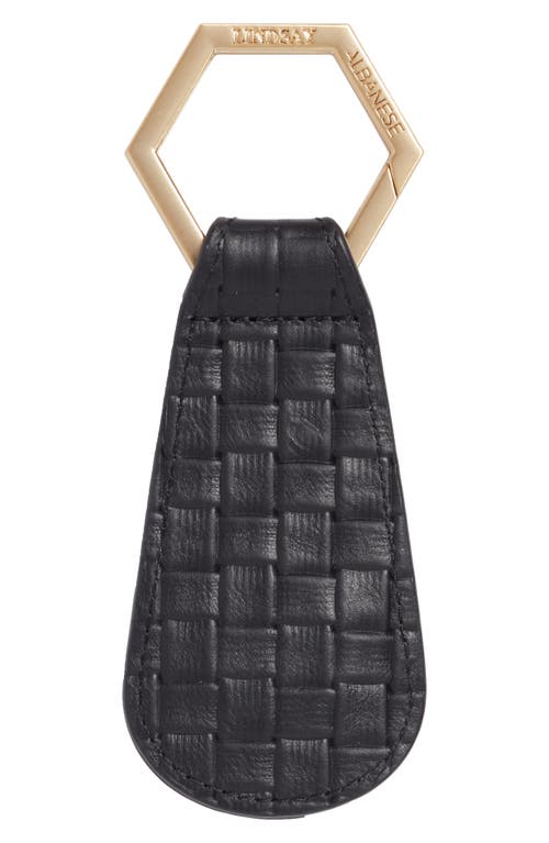 Lindsay Albanese Toptote Leather Hat Holder In Black/brushed Gold