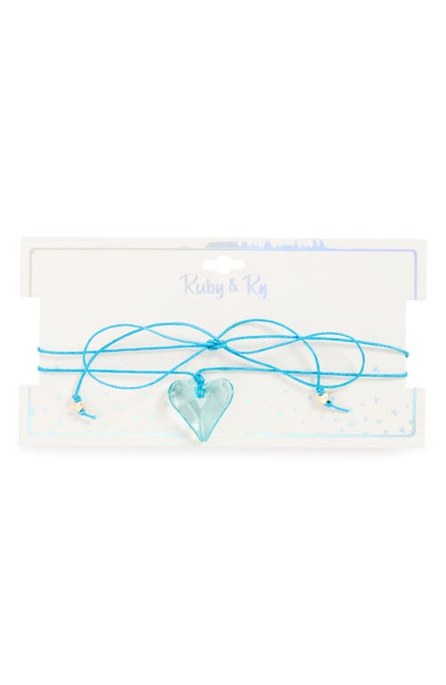 Ruby & Ry Kids' Lucite Heart Pendant Choker Necklace in Blue at Nordstrom