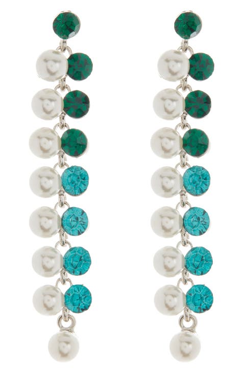 Mutlicolor Crystal & Imitation Pearl Drop Earrings