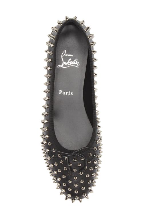 Shop Christian Louboutin Sweetie Jane Spikes Flat In Black/sv/lin Black