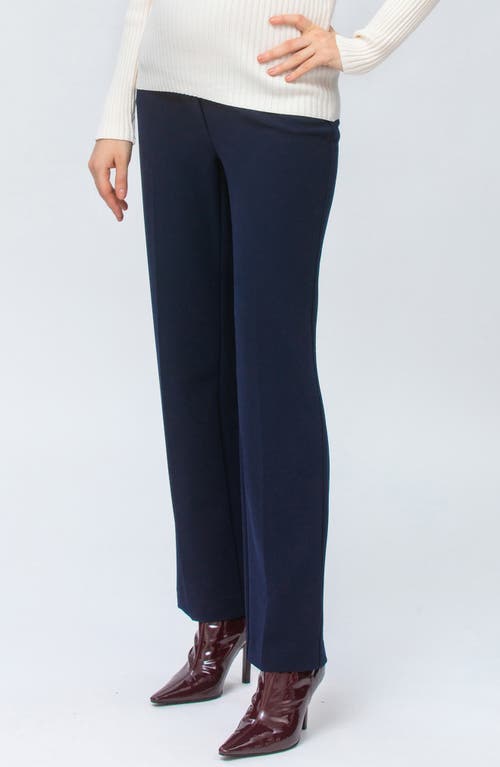Pietro Brunelli Noah Adjustable Waist Straight Leg Maternity Pants In Navy
