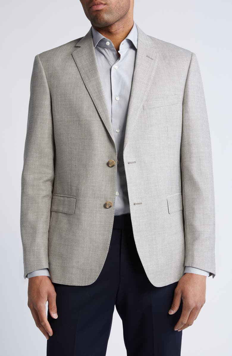 JB Britches Regular Fit Textured Wool & Linen Mélange Sport Coat, Main, color, Beige