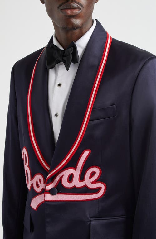 Bode Embroidered Logo-appliqué Blazer In Navy