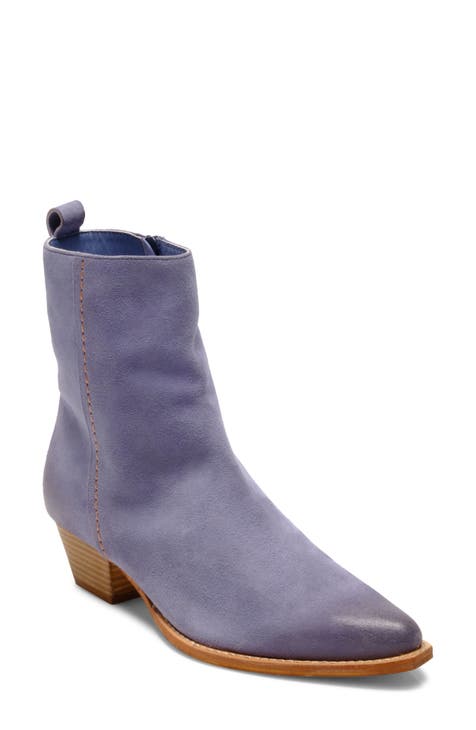 Blue leather outlet bootie