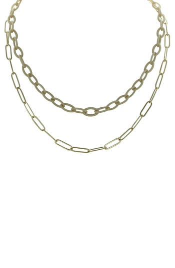 Shop Olivia Welles Trina Double Layer Chain Necklace In Gold/beige