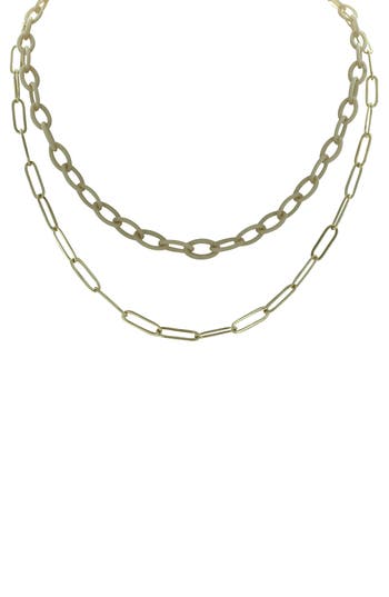 Olivia Welles Trina Double Layer Chain Necklace In Gold/beige