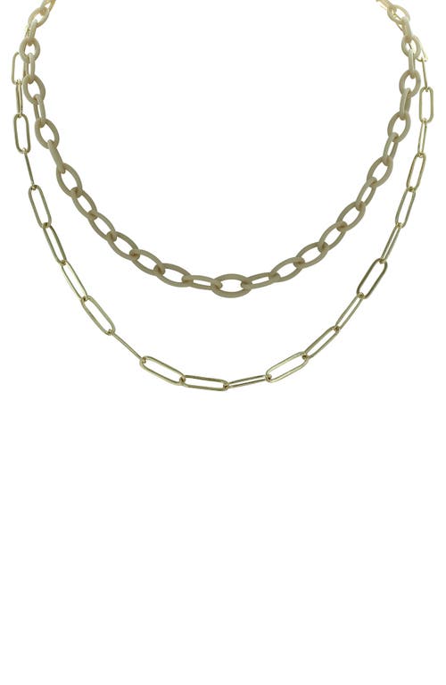 Shop Olivia Welles Trina Double Layer Chain Necklace In Gold/beige