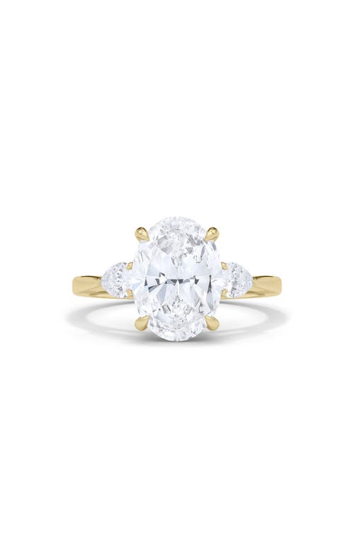 Shop Hautecarat Oval & Pear Cut Lab Created Diamond Ring In 3.00 Ctw 18k Yellow Gold