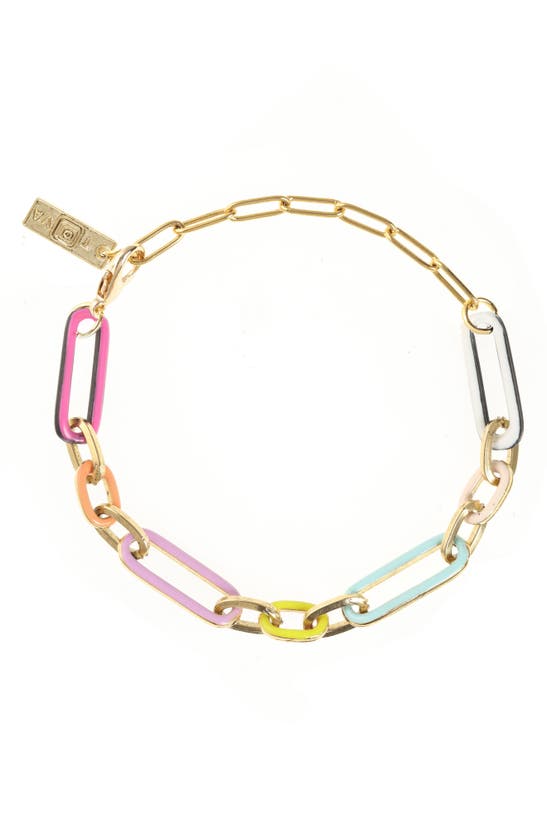 Tova Amber Reversible Enamel Chain Bracelet In Gold | ModeSens