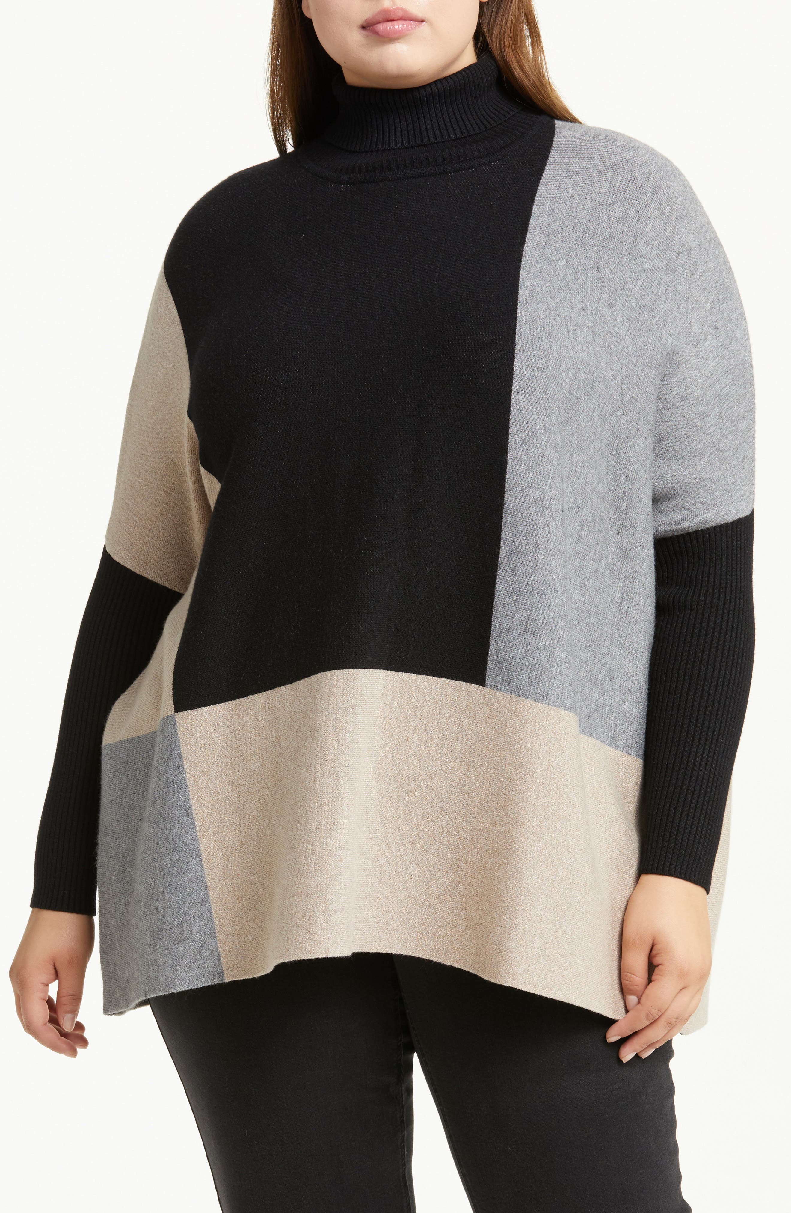 Joseph A Boxy Colorblock Turtleneck 