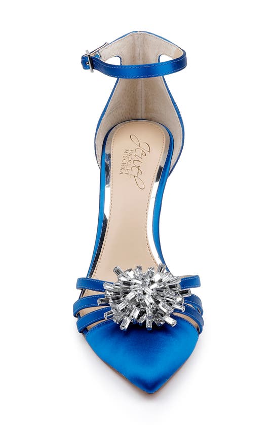 Shop Jewel Badgley Mischka Violette Ankle Strap Pointed Toe Pump In Electric Blue