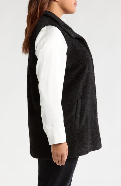 Shop Eileen Fisher High Collar Wool Blend Fleece Vest In Black