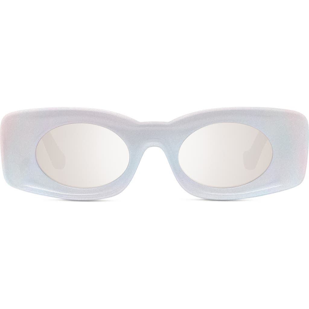 Shop Loewe X Paula's Ibiza 49mm Mirrored Oval Sunglasses In White/other/smoke Mirror