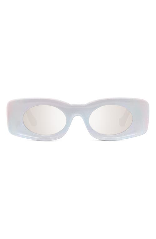 Loewe x Paula's Ibiza 49mm Mirrored Oval Sunglasses in White/Other /Smoke Mirror at Nordstrom