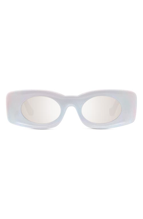 Shop Loewe X Paula's Ibiza 49mm Mirrored Oval Sunglasses In White/other/smoke Mirror