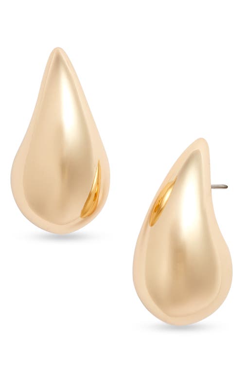 Polished Teardrop Stud Earrings in Gold