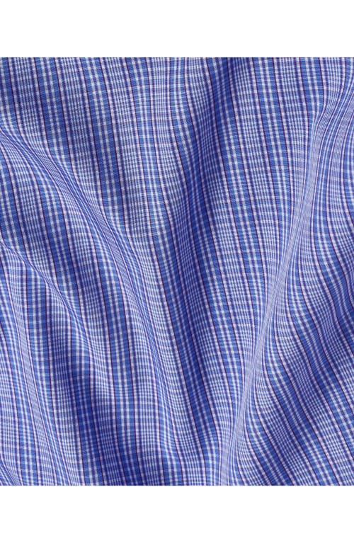 Shop David Donahue Regular Fit Check Cotton Poplin Dress Shirt In Blue/purple