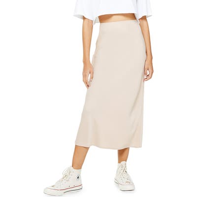 Topshop Matte Satin Bias Cut Skirt, US (fits like 0) - Beige