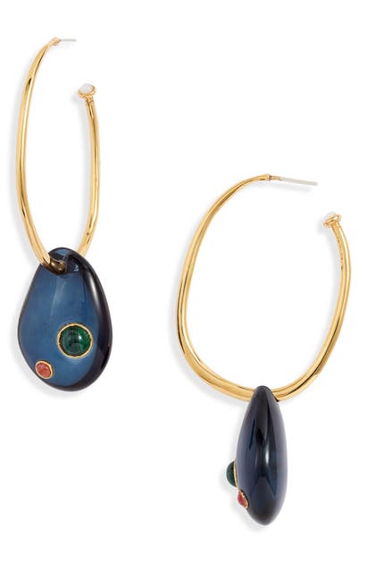 Click to view more detailed imagery on our partner's website Lizzie Fortunato Puddle Hoop Earrings In Gold/ Midnight