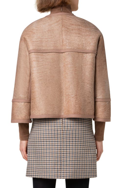 Akris Punto Shearling Lined Lambskin Leather Jacket In Caramel