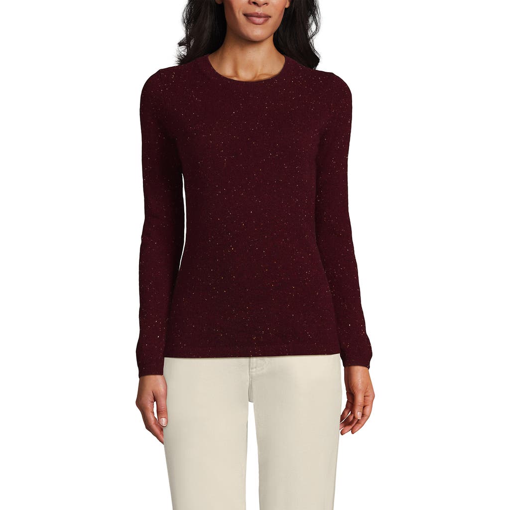 Lands' End Cashmere Sweater In Rich Burgundy Donegal