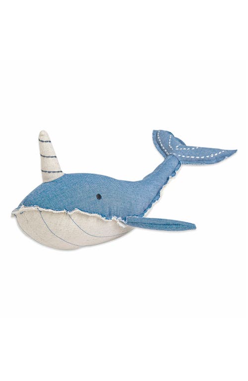 Crane Baby Plush Cotton Stuffed Animal In Blue/ White