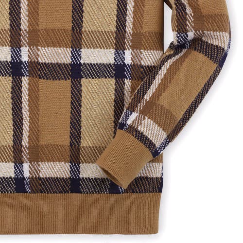 Shop Hope & Henry Boys' Crew Neck Pullover Sweater, Kids In Honey Brown Plaid Intarsia