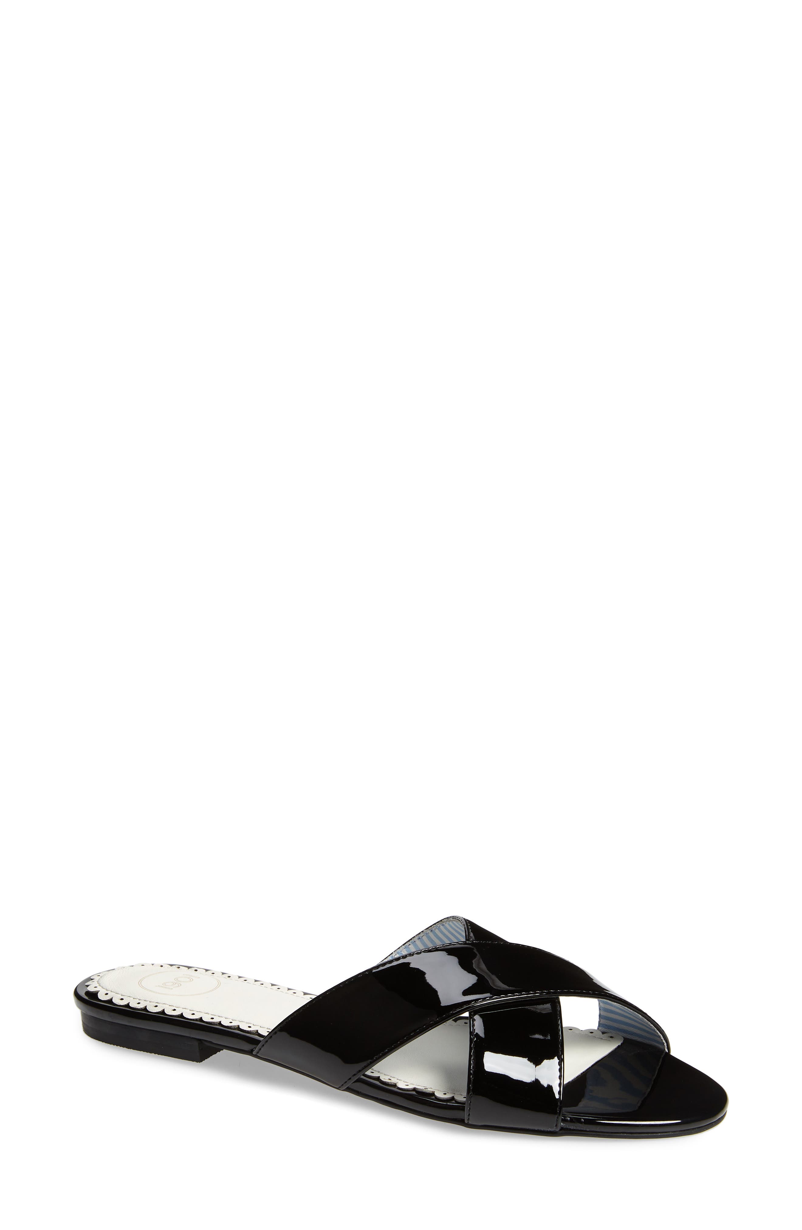 1901 Bryers Cross Band Slide Sandal, Black
