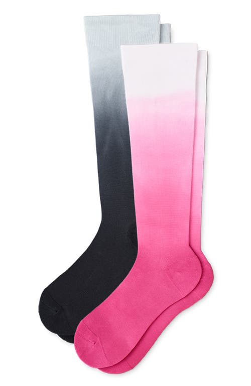Assorted 2-Pack Ombré Compression Knee High Socks in Berry Black