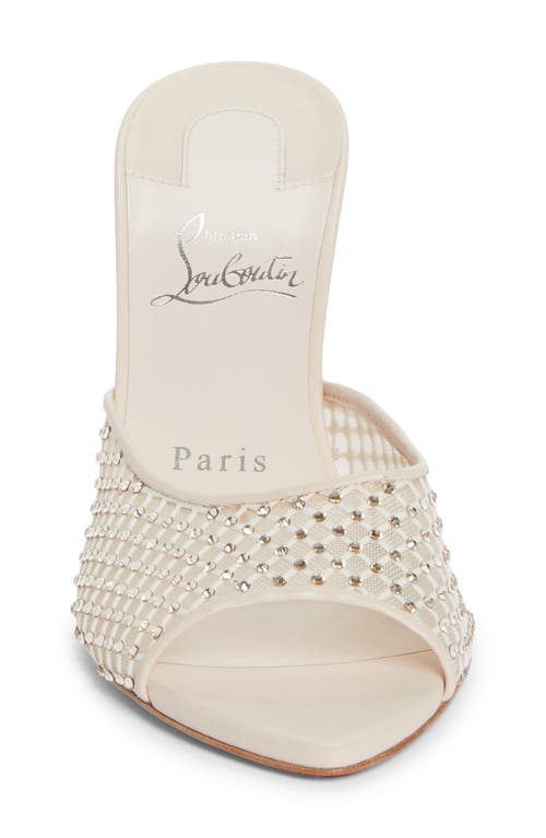 Shop Christian Louboutin Apostropha Crystal Beaded Pointed Toe Slide Sandal In Leche Silk/leche