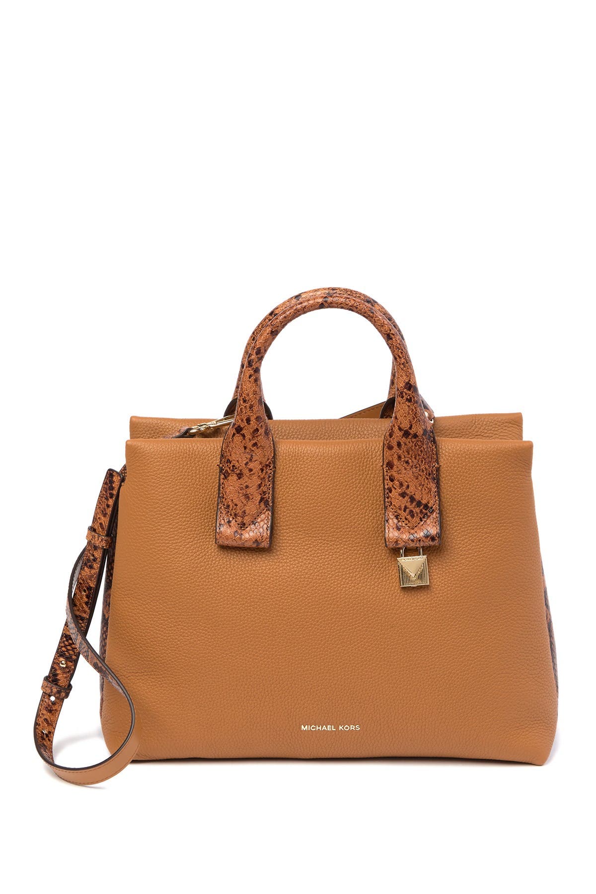 rollins large pebbled leather satchel by michael kors