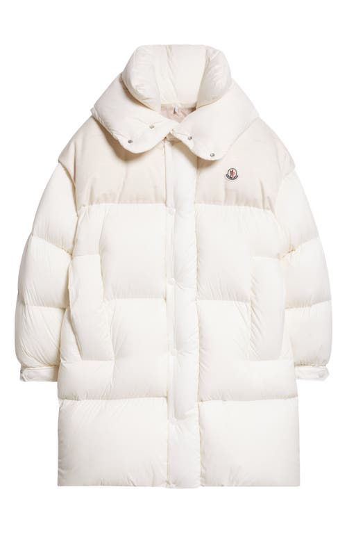 Moncler Verone Longline Down Puffer Parka In Natural