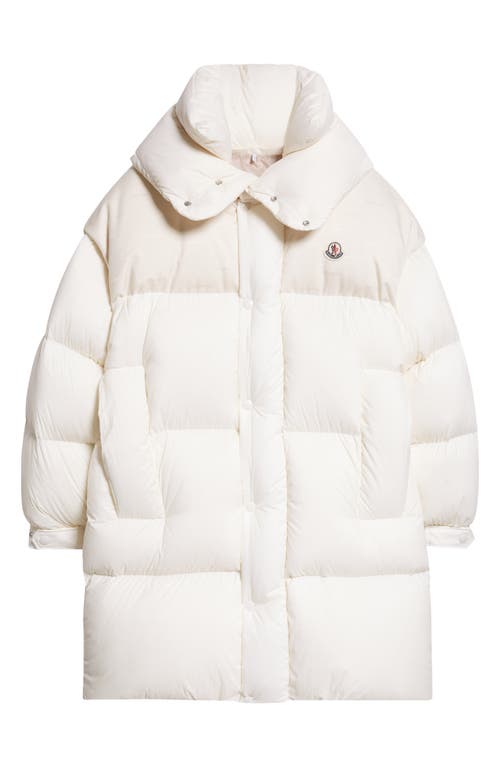 Shop Moncler Verone Longline Down Puffer Parka In Natural