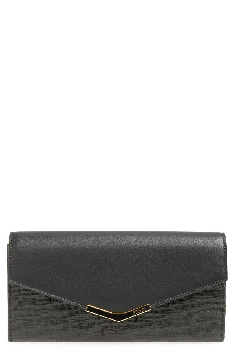 Fendi '2Jours' Mixed Finish Leather Flap Wallet | Nordstrom
