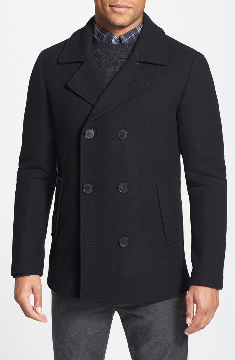 7 For All Mankind® Double Breasted Wool Twill Peacoat | Nordstrom