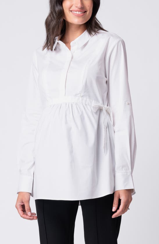 Shop Seraphine Poplin Maternity/nursing Shirt In White