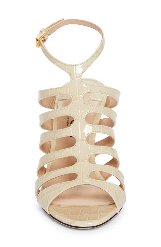 Tom Ford Croco Caged Stiletto Slingback Sandals In Ivory