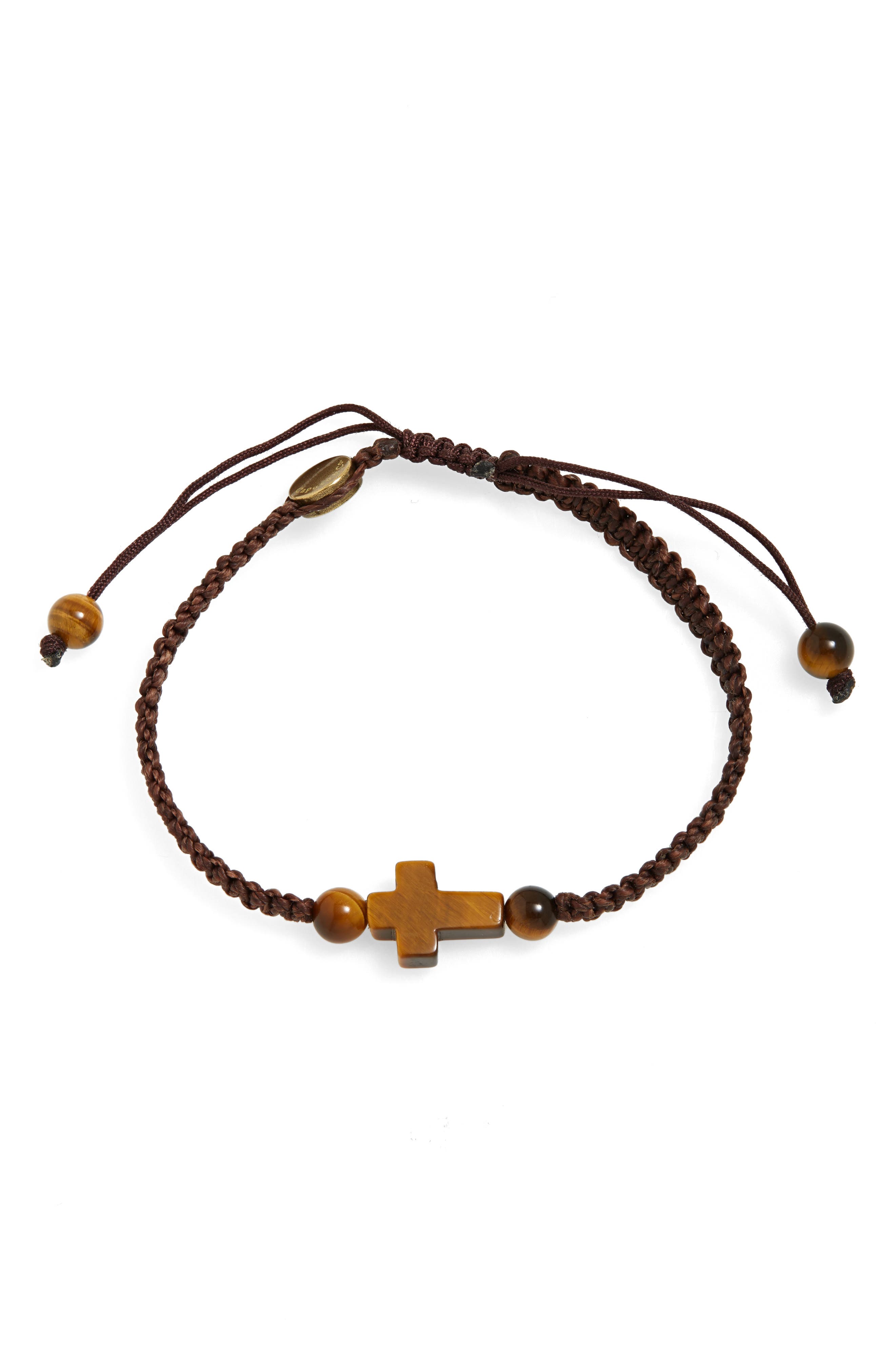 Caputo & Co. Tiger's-Eye Cross Macrame Bracelet in Tiger Eye