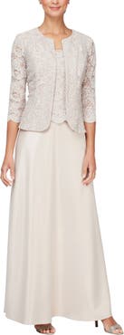 Alex evenings petite embroidered clearance illusion gown