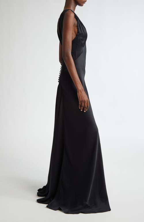 Michael Kors Bias-cut Satin Charmeuse Gown In Black