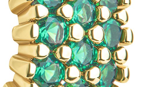 Sterling Forever Elora Pavé Cubic Zirconia Huggie Hoop Earrings In Gold/green