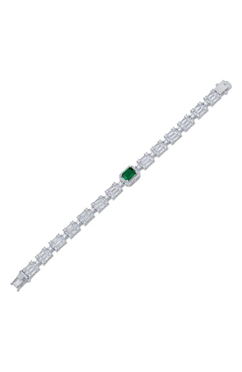 Kenneth Jay Lane Cubic Zirconia Channel Bracelet In Emerald/silver