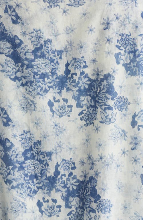 Shop Desmond & Dempsey Floataway Floral Oversize Cotton Nightgown In Flowers Of Time 50s Blue