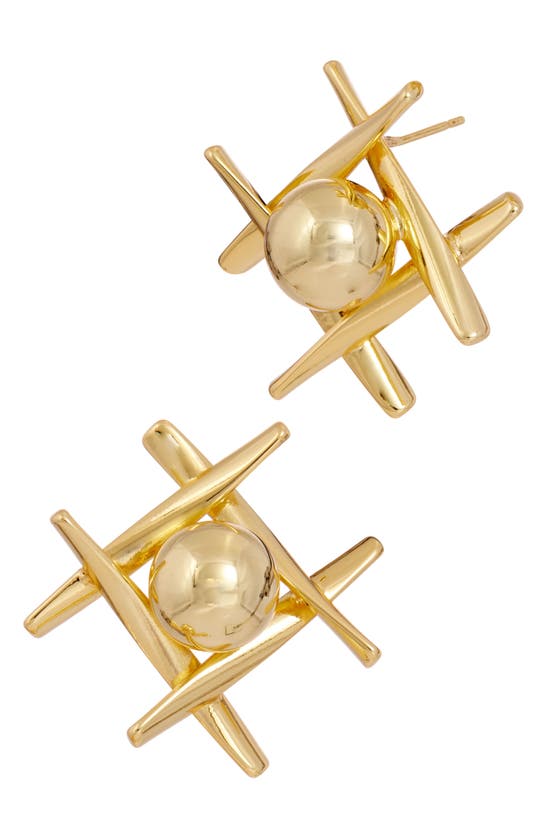 Savvy Cie Jewels Contemporary Stud Earrings In Yellow Gold