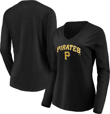 FANATICS Women's Fanatics Branded Black Pittsburgh Pirates Core Team Lockup Long  Sleeve V-Neck T-Shirt